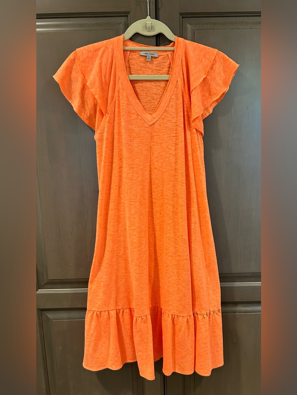 Lisa Todd Free Frills Dress in Bright Orange, Size S